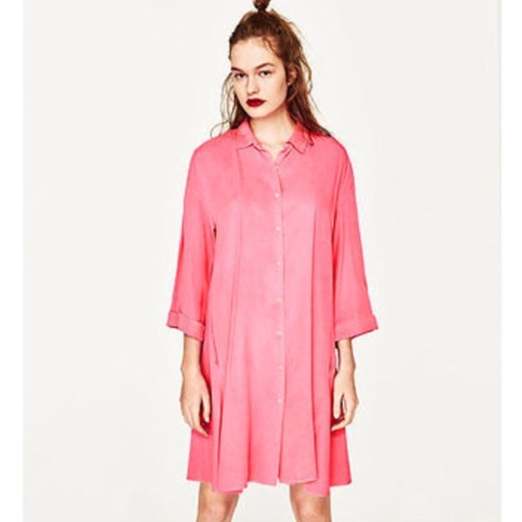 zara pink button dress